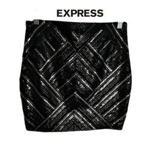 Express‎ Sequin Embellished Mini Skirt Black Small